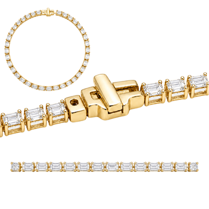 Lab-Grown Diamond Emerald-Cut Tennis Bracelet in 14K White Gold or 14K Yellow Gold