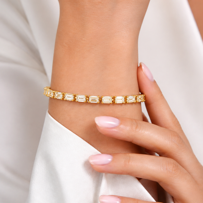 Lab-Grown Diamond Emerald-Cut Tennis Bracelet in 14K White Gold or 14K Yellow Gold