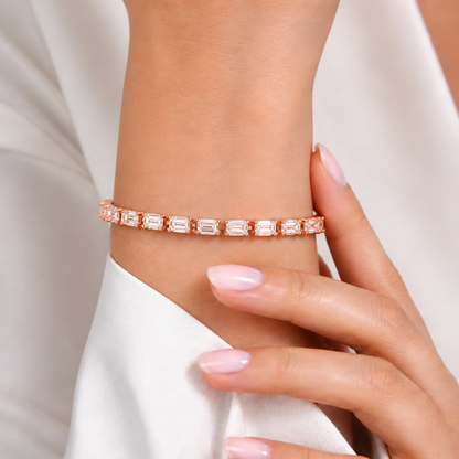 Lab-Grown Diamond Emerald-Cut Tennis Bracelet in 14K White Gold or 14K Yellow Gold