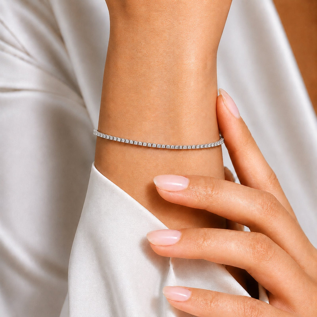 1 ct. T.W. Lab-Grown Diamond Round Tennis Bracelet in Sterling Silver