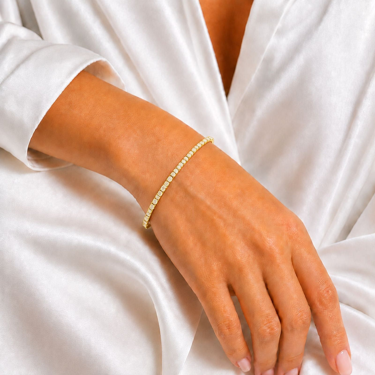 3 ct. T.W. Lab-Grown Diamond Round Tennis Bracelet in Sterling Silver or 14K Gold over Silver