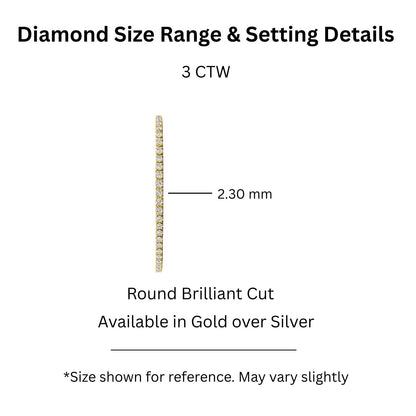 3 ct. T.W. Lab-Grown Diamond Round Tennis Bracelet in Sterling Silver or 14K Gold over Silver