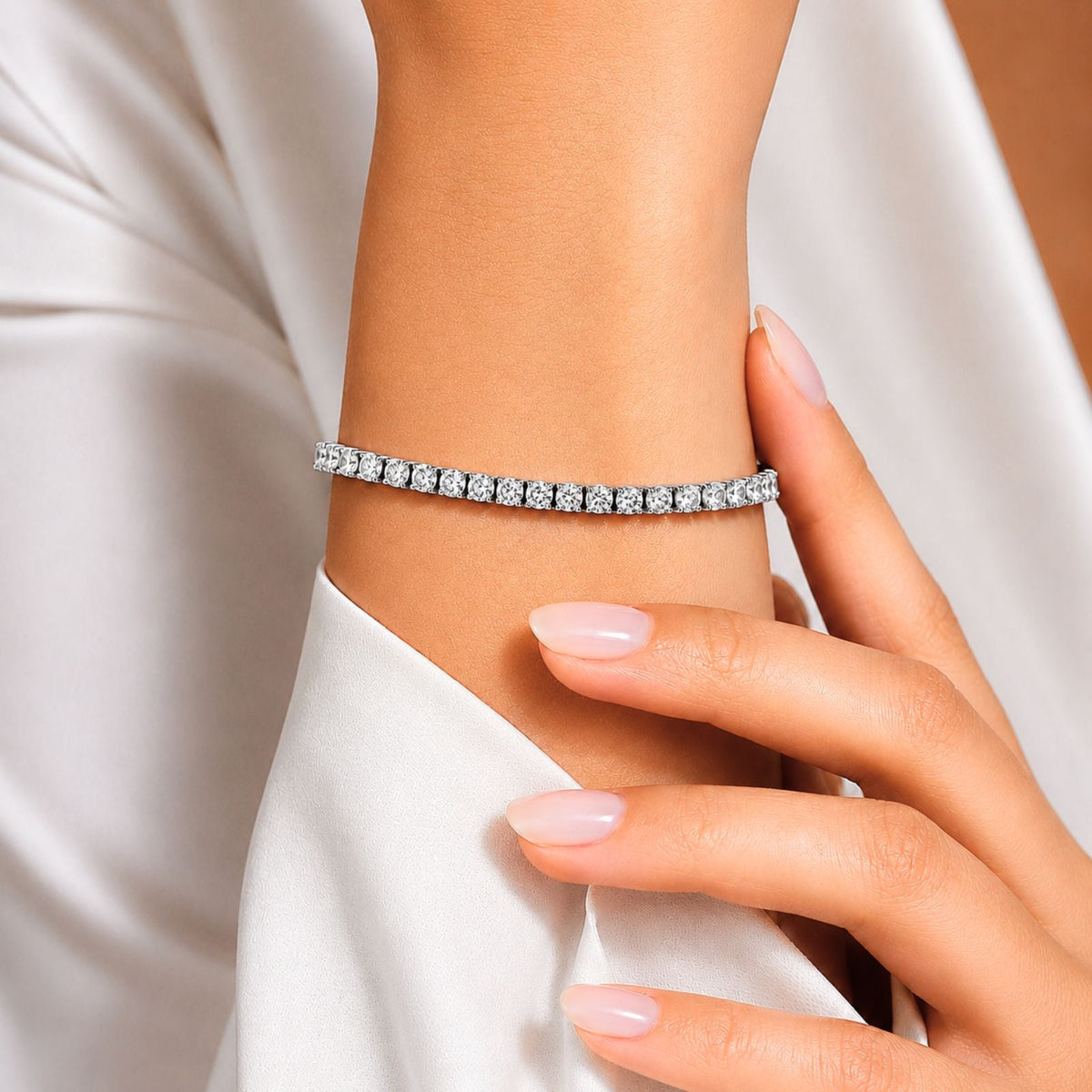 7 ct. T.W. Lab-Grown Diamond Round Tennis Bracelet in Sterling Silver or 14K Gold over Silver