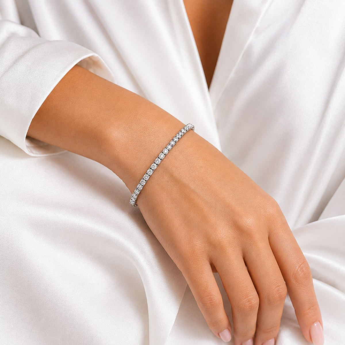 7 ct. T.W. Lab-Grown Diamond Round Tennis Bracelet in Sterling Silver or 14K Gold over Silver