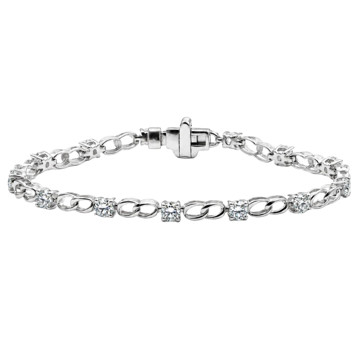 3 ct. T.W. Lab-Grown Diamond Round Link Bracelet in Sterling Silver or 14K Gold over Silver
