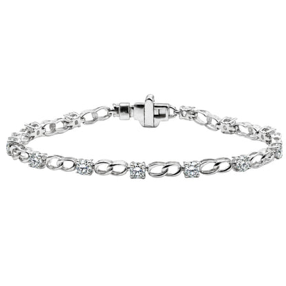 3 ct. T.W. Lab-Grown Diamond Round Link Bracelet in Sterling Silver or 14K Gold over Silver