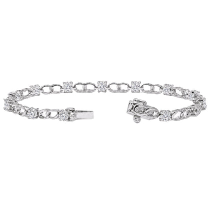 3 ct. T.W. Lab-Grown Diamond Round Link Bracelet in Sterling Silver or 14K Gold over Silver