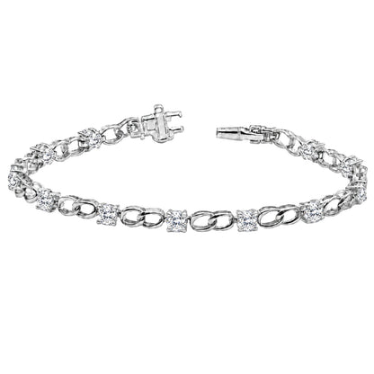 3 ct. T.W. Lab-Grown Diamond Round Link Bracelet in Sterling Silver or 14K Gold over Silver