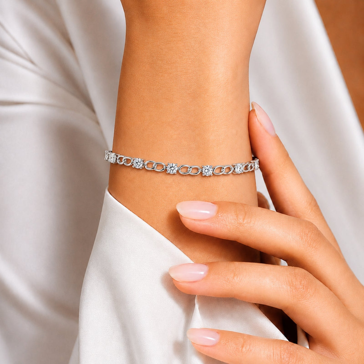 3 ct. T.W. Lab-Grown Diamond Round Link Bracelet in Sterling Silver or 14K Gold over Silver