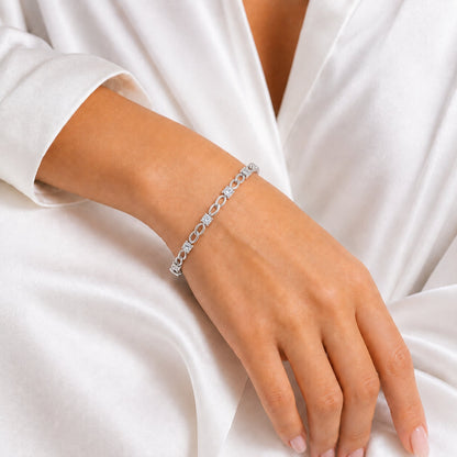 3 ct. T.W. Lab-Grown Diamond Round Link Bracelet in Sterling Silver or 14K Gold over Silver
