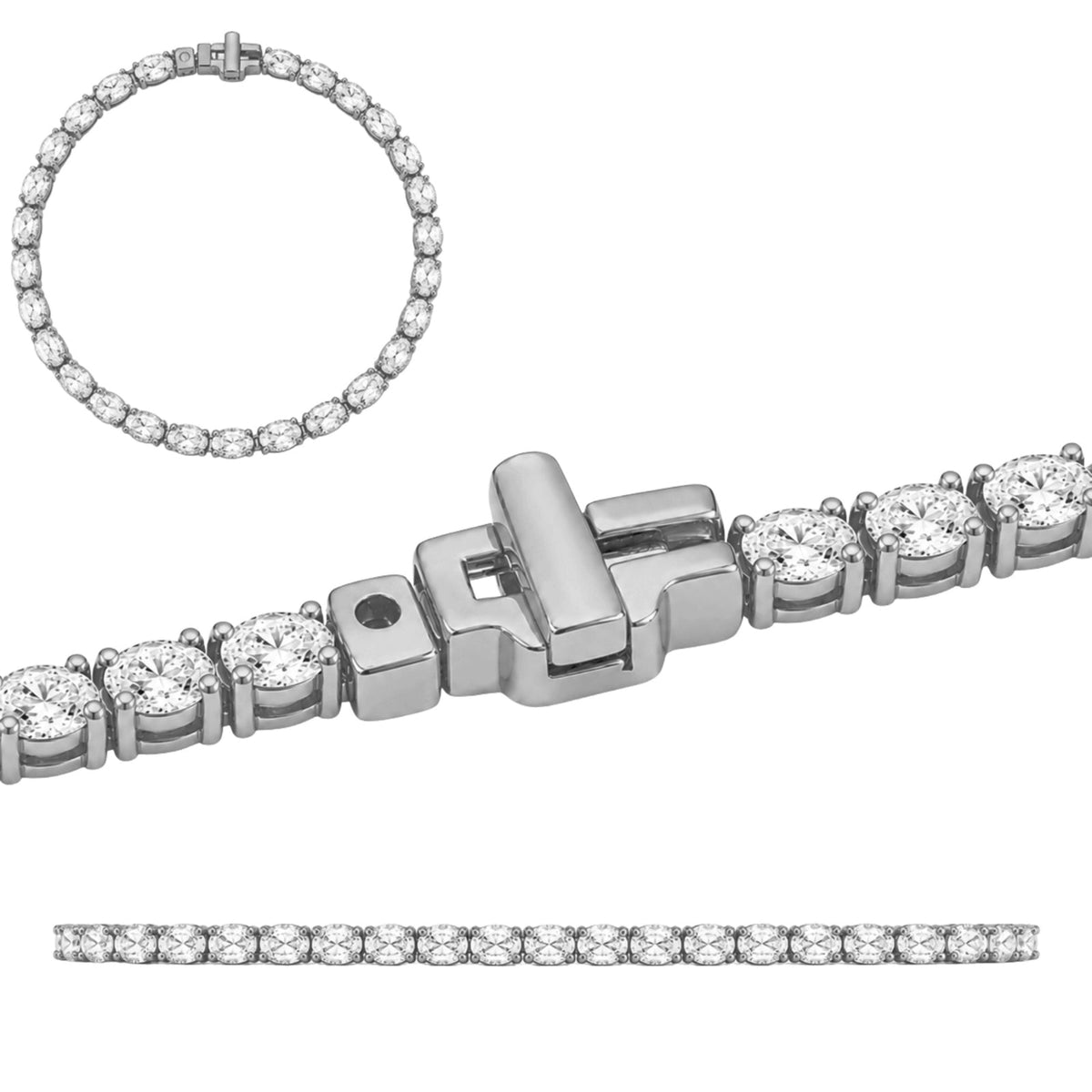Lab-Grown Diamond Oval Tennis Bracelet in 14K White Gold or 14K Yellow Gold