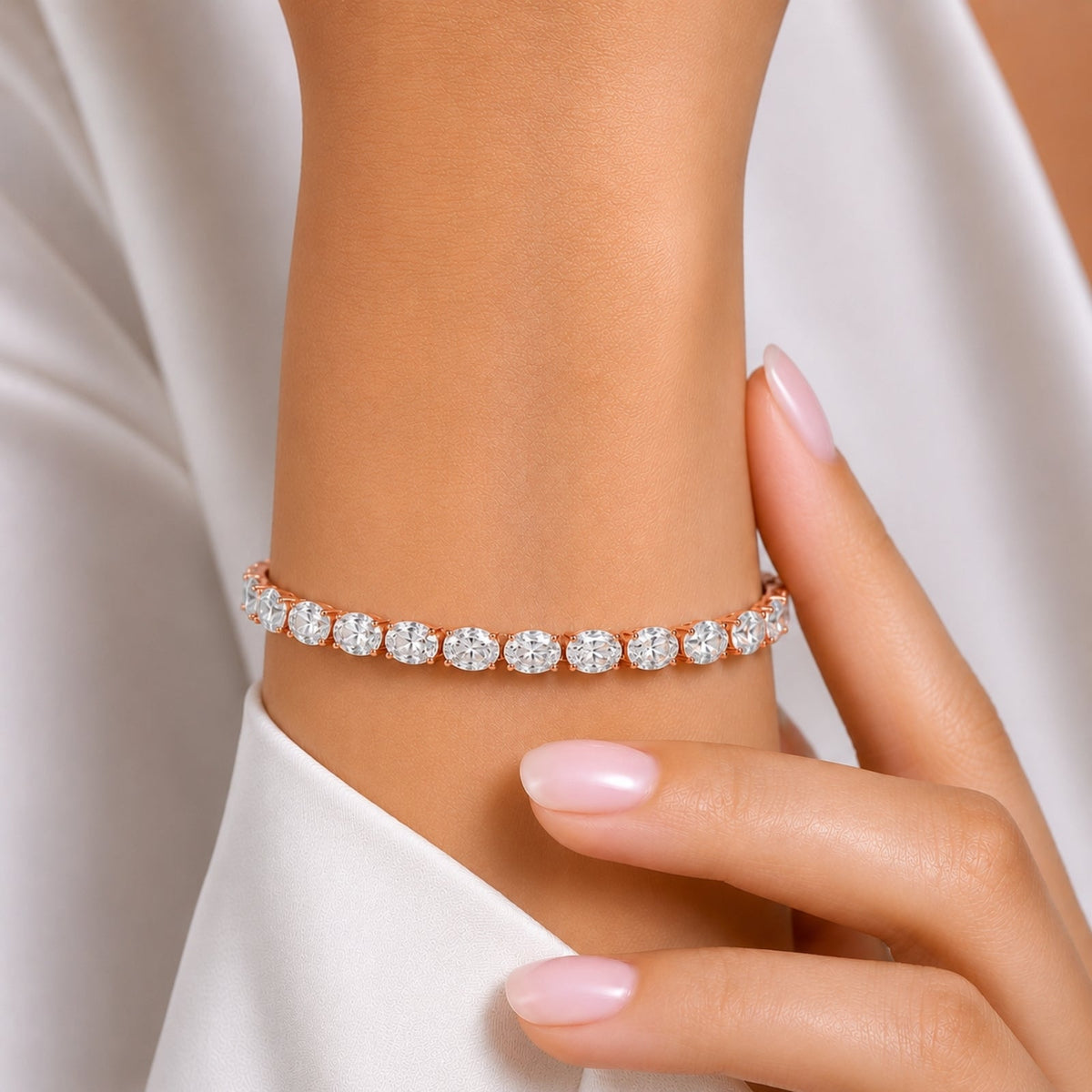 Lab-Grown Diamond Oval Tennis Bracelet in 14K White Gold or 14K Yellow Gold