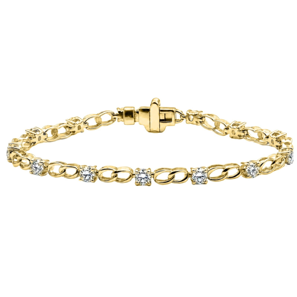 3 ct. T.W. Lab-Grown Diamond Round Link Bracelet in Sterling Silver or 14K Gold over Silver