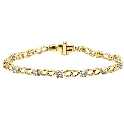 3 ct. T.W. Lab-Grown Diamond Round Link Bracelet in Sterling Silver or 14K Gold over Silver