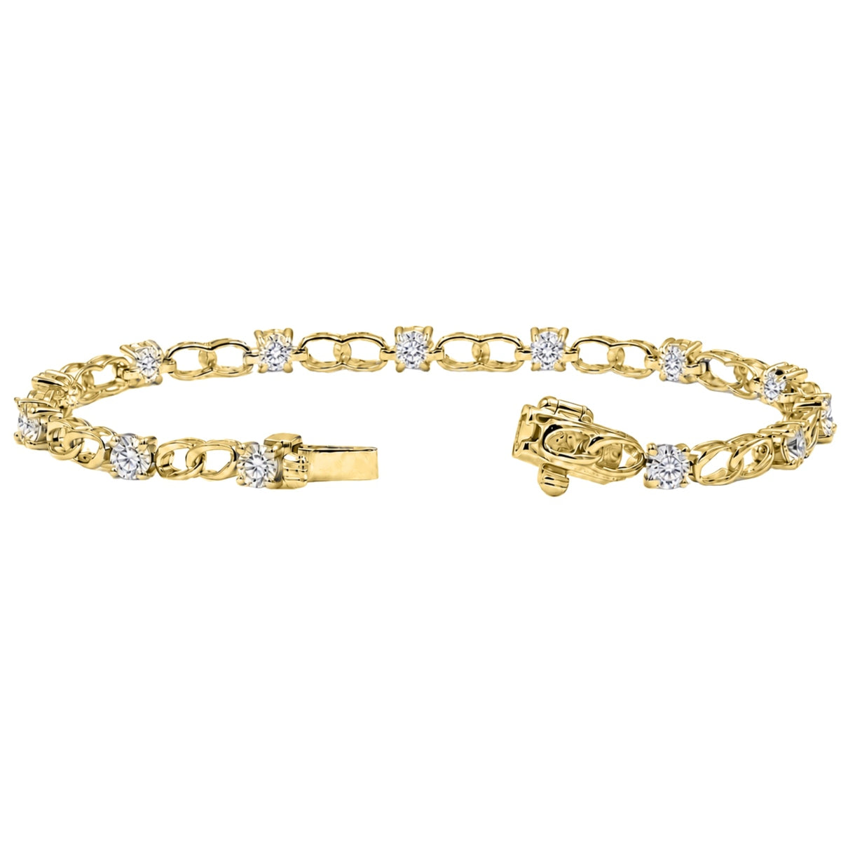 3 ct. T.W. Lab-Grown Diamond Round Link Bracelet in Sterling Silver or 14K Gold over Silver