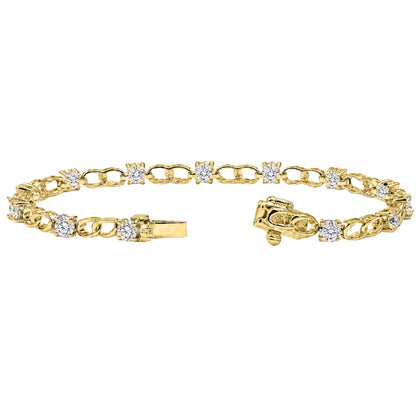 3 ct. T.W. Lab-Grown Diamond Round Link Bracelet in Sterling Silver or 14K Gold over Silver