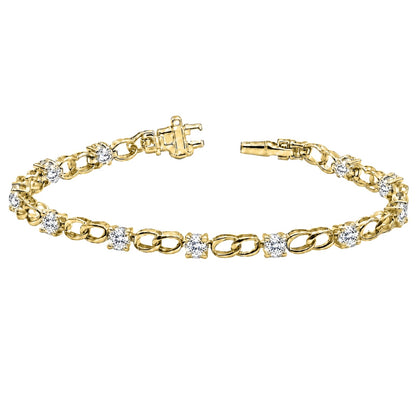 3 ct. T.W. Lab-Grown Diamond Round Link Bracelet in Sterling Silver or 14K Gold over Silver
