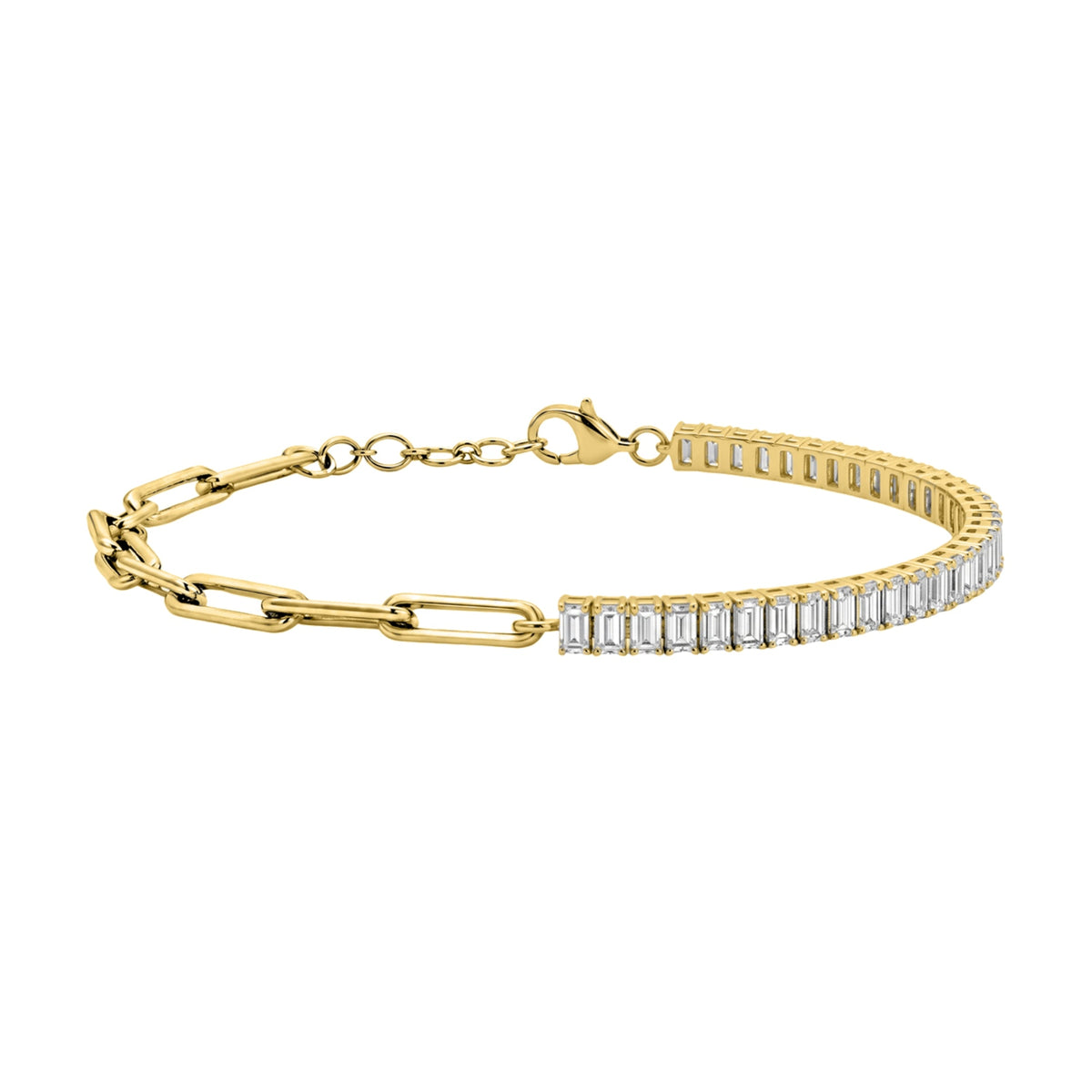 3 ct. T.W. Lab-Grown Diamond Baguette Cut Bracelet in 14K White Gold or 14K Yellow Gold