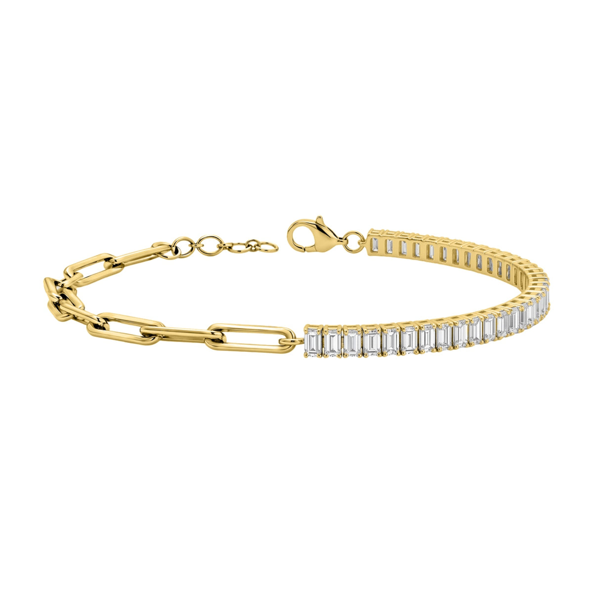 3 ct. T.W. Lab-Grown Diamond Baguette Cut Bracelet in 14K White Gold or 14K Yellow Gold