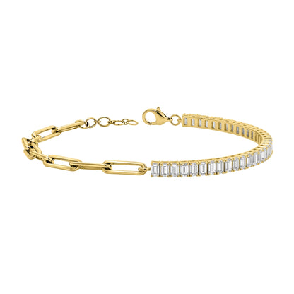 3 ct. T.W. Lab-Grown Diamond Baguette Cut Bracelet in 14K White Gold or 14K Yellow Gold