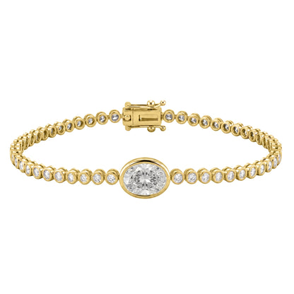 3 ct. T.W. Lab-Grown Diamond Oval-Round Cut Bracelet in 14K White Gold or 14K Yellow Gold
