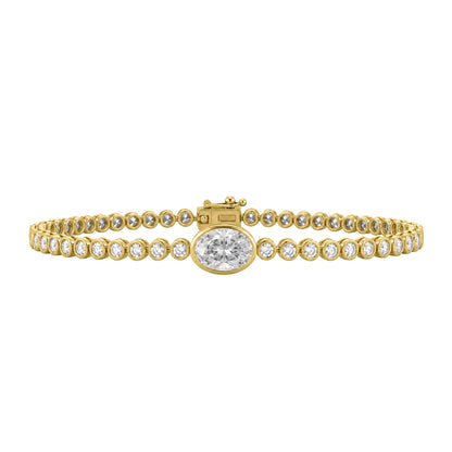 3 ct. T.W. Lab-Grown Diamond Oval-Round Cut Bracelet in 14K White Gold or 14K Yellow Gold