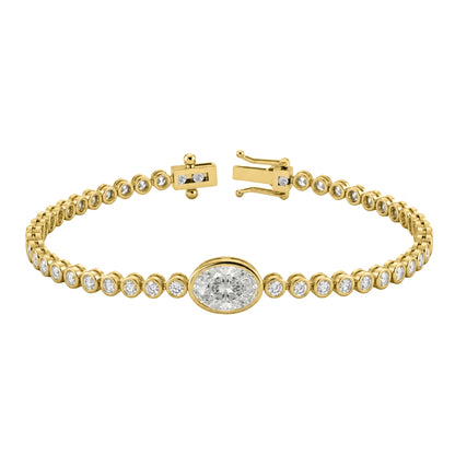 3 ct. T.W. Lab-Grown Diamond Oval-Round Cut Bracelet in 14K White Gold or 14K Yellow Gold