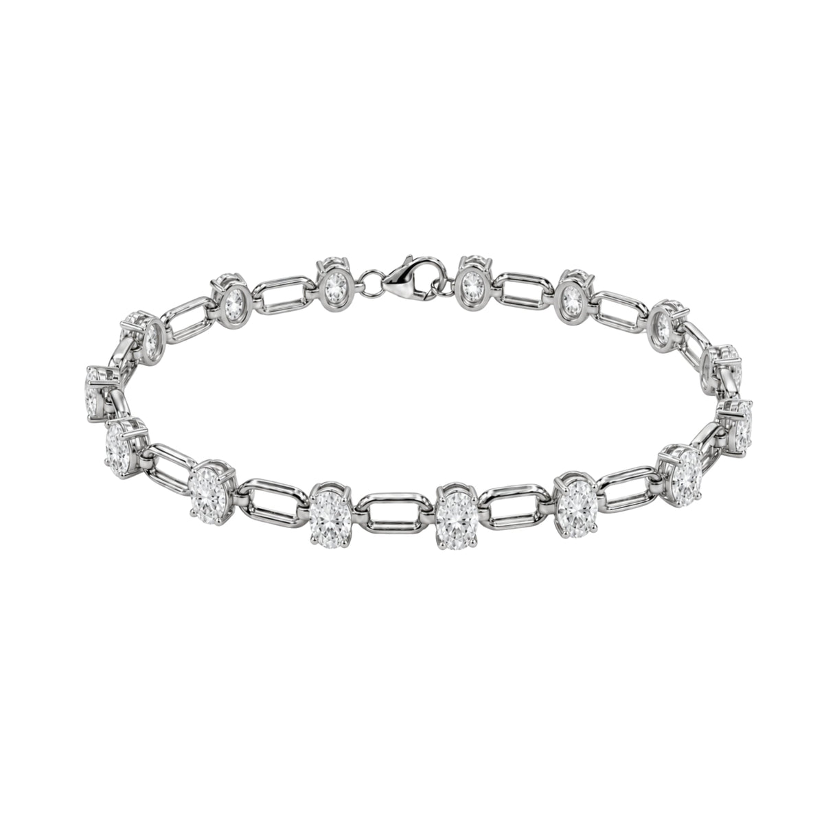 3 ct. T.W. Lab-Grown Diamond Oval Cut Bracelet in 14K White Gold or 14K Yellow Gold