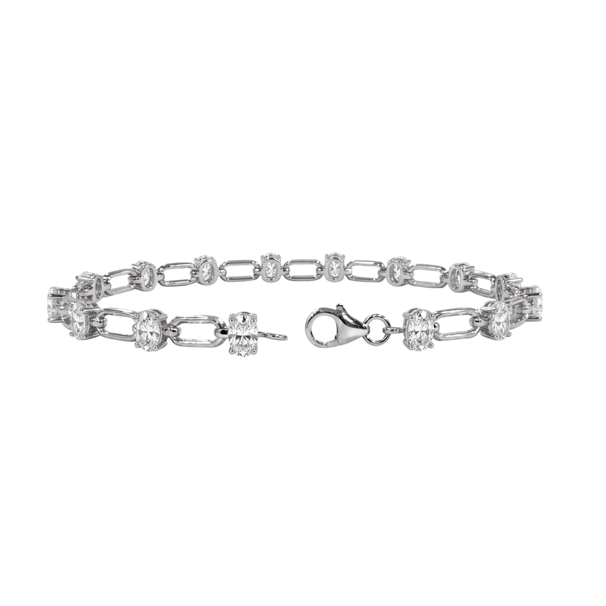 3 ct. T.W. Lab-Grown Diamond Oval Cut Bracelet in 14K White Gold or 14K Yellow Gold