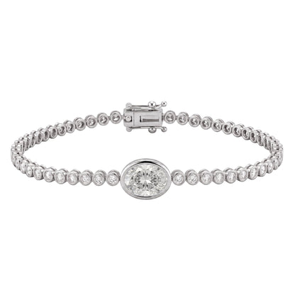 3 ct. T.W. Lab-Grown Diamond Oval-Round Cut Bracelet in 14K White Gold or 14K Yellow Gold