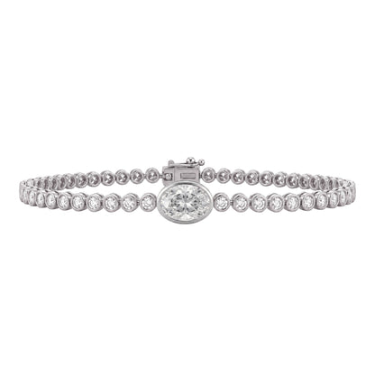 3 ct. T.W. Lab-Grown Diamond Oval-Round Cut Bracelet in 14K White Gold or 14K Yellow Gold