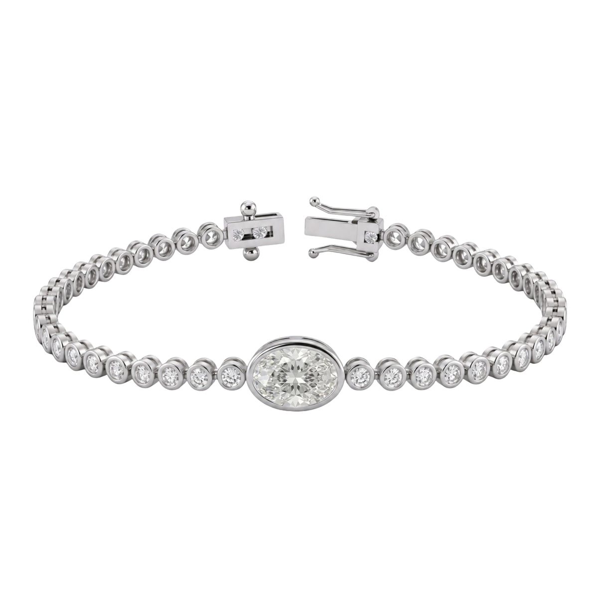 3 ct. T.W. Lab-Grown Diamond Oval-Round Cut Bracelet in 14K White Gold or 14K Yellow Gold