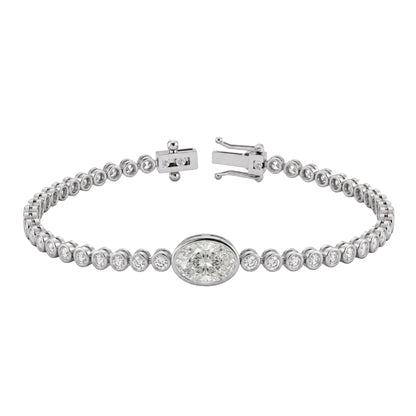 3 ct. T.W. Lab-Grown Diamond Oval-Round Cut Bracelet in 14K White Gold or 14K Yellow Gold