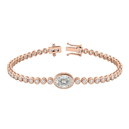 3 ct. T.W. Lab-Grown Diamond Oval-Round Cut Bracelet in 14K White Gold or 14K Yellow Gold