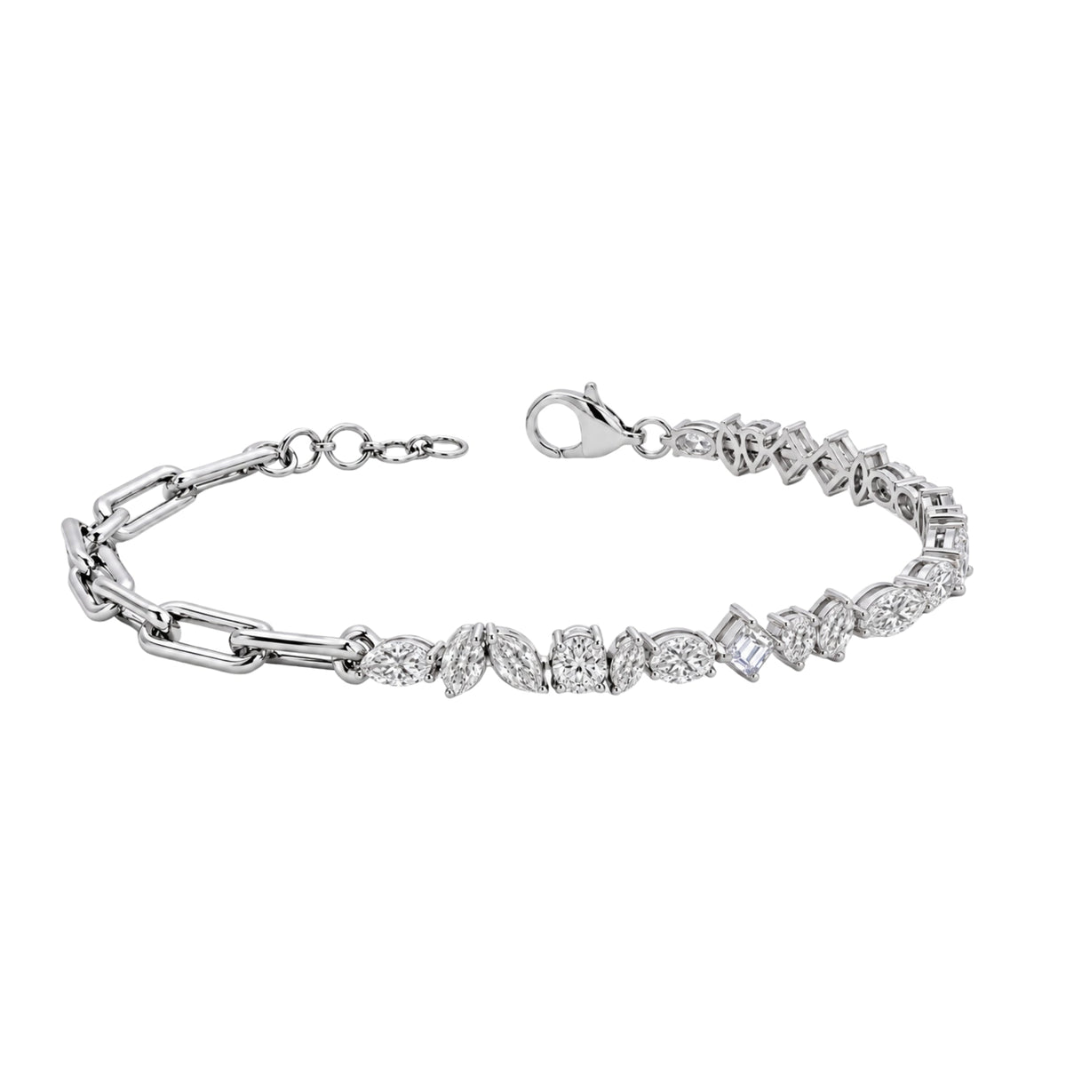 3 ct. T.W. Lab-Grown Diamond Mix Cut Bracelet in 14K White Gold or 14K Yellow Gold
