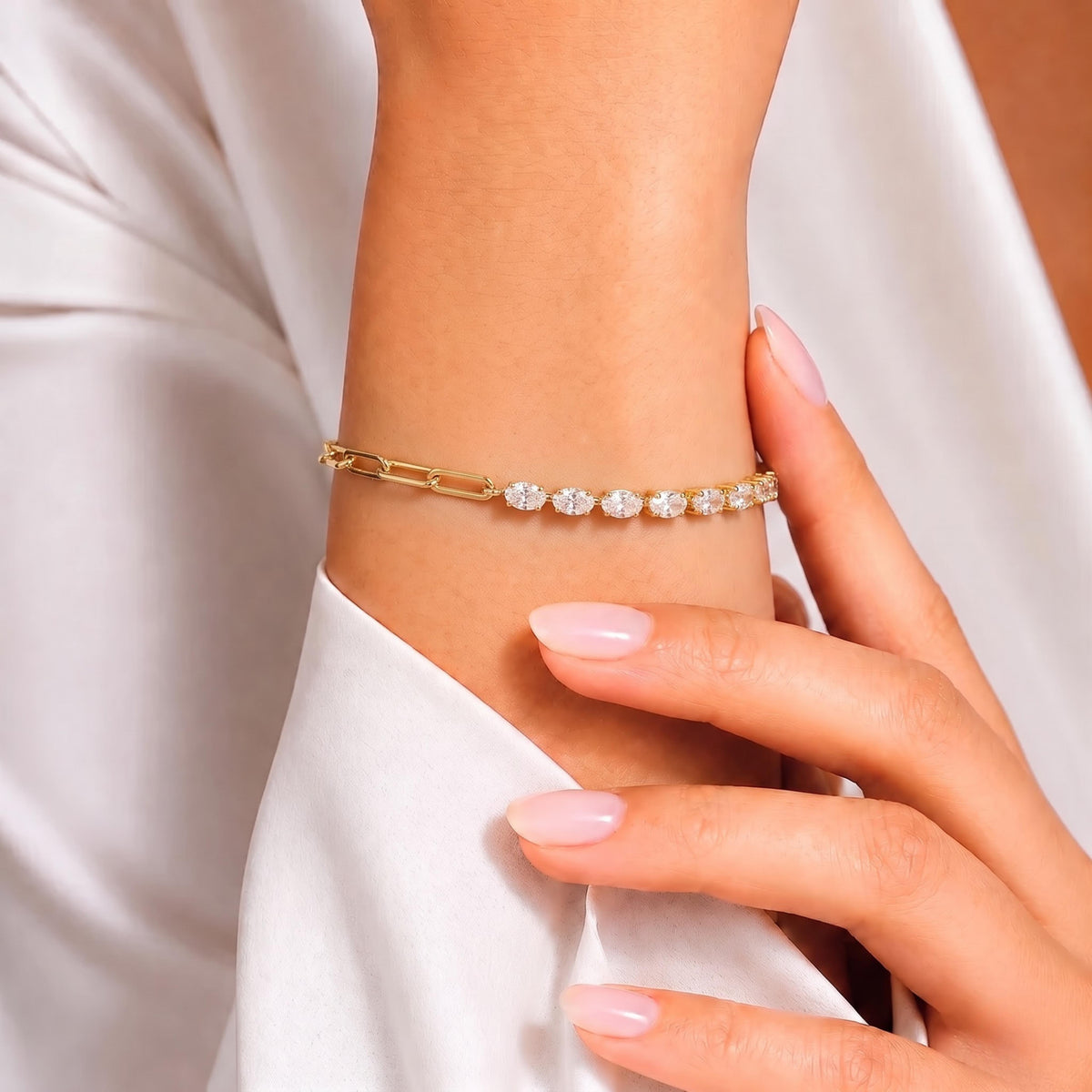 Lab-Grown Diamond Chain Bracelet in 14K White Gold or 14K Yellow Gold