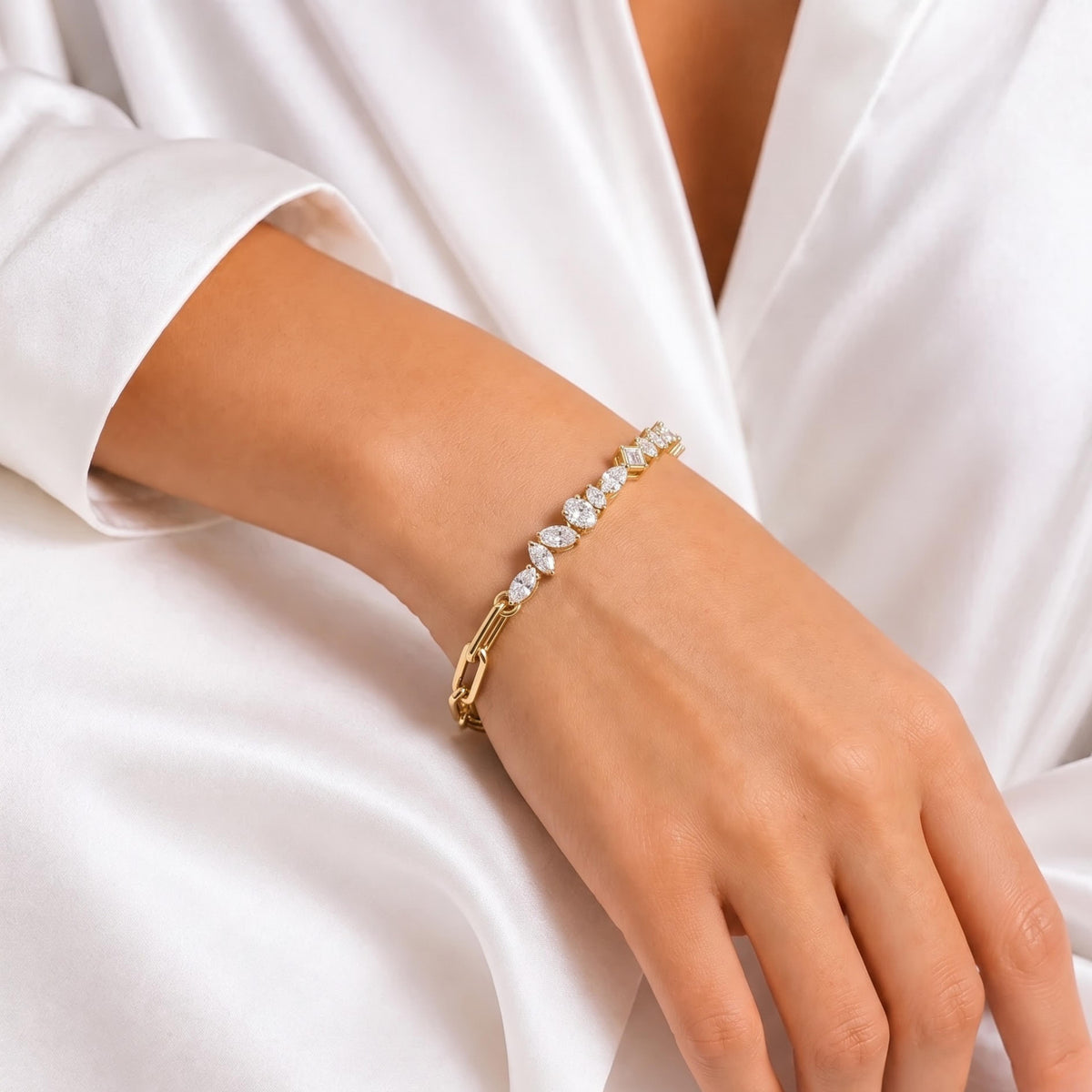 3 ct. T.W. Lab-Grown Diamond Mix Cut Bracelet in 14K White Gold or 14K Yellow Gold