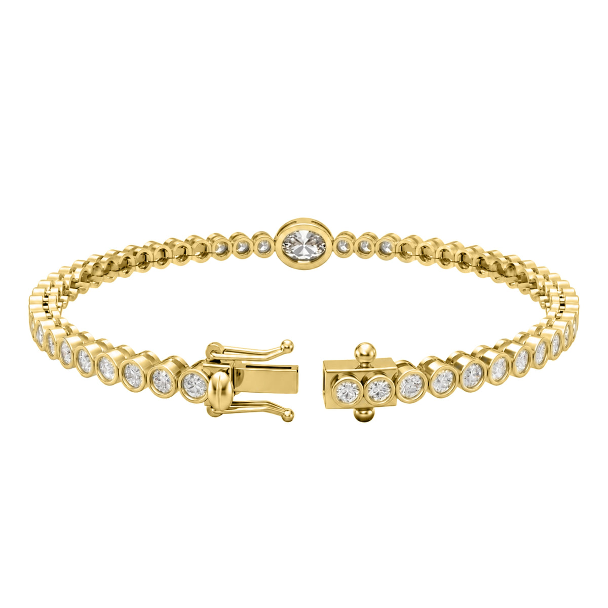 3 ct. T.W. Lab-Grown Diamond Oval-Round Cut Bracelet in 14K White Gold or 14K Yellow Gold