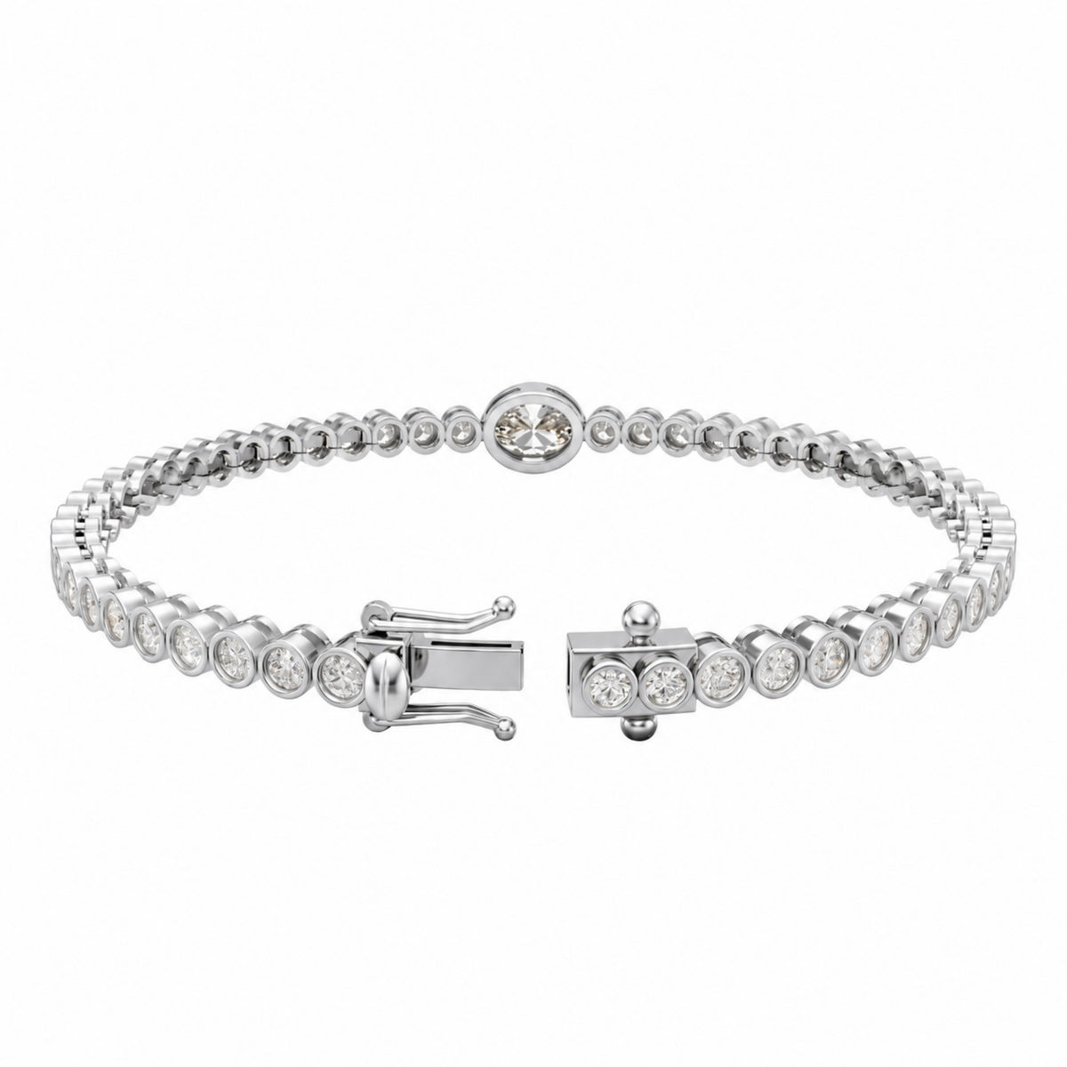 3 ct. T.W. Lab-Grown Diamond Oval-Round Cut Bracelet in 14K White Gold or 14K Yellow Gold