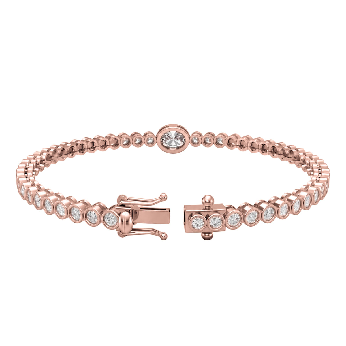 3 ct. T.W. Lab-Grown Diamond Oval-Round Cut Bracelet in 14K White Gold or 14K Yellow Gold