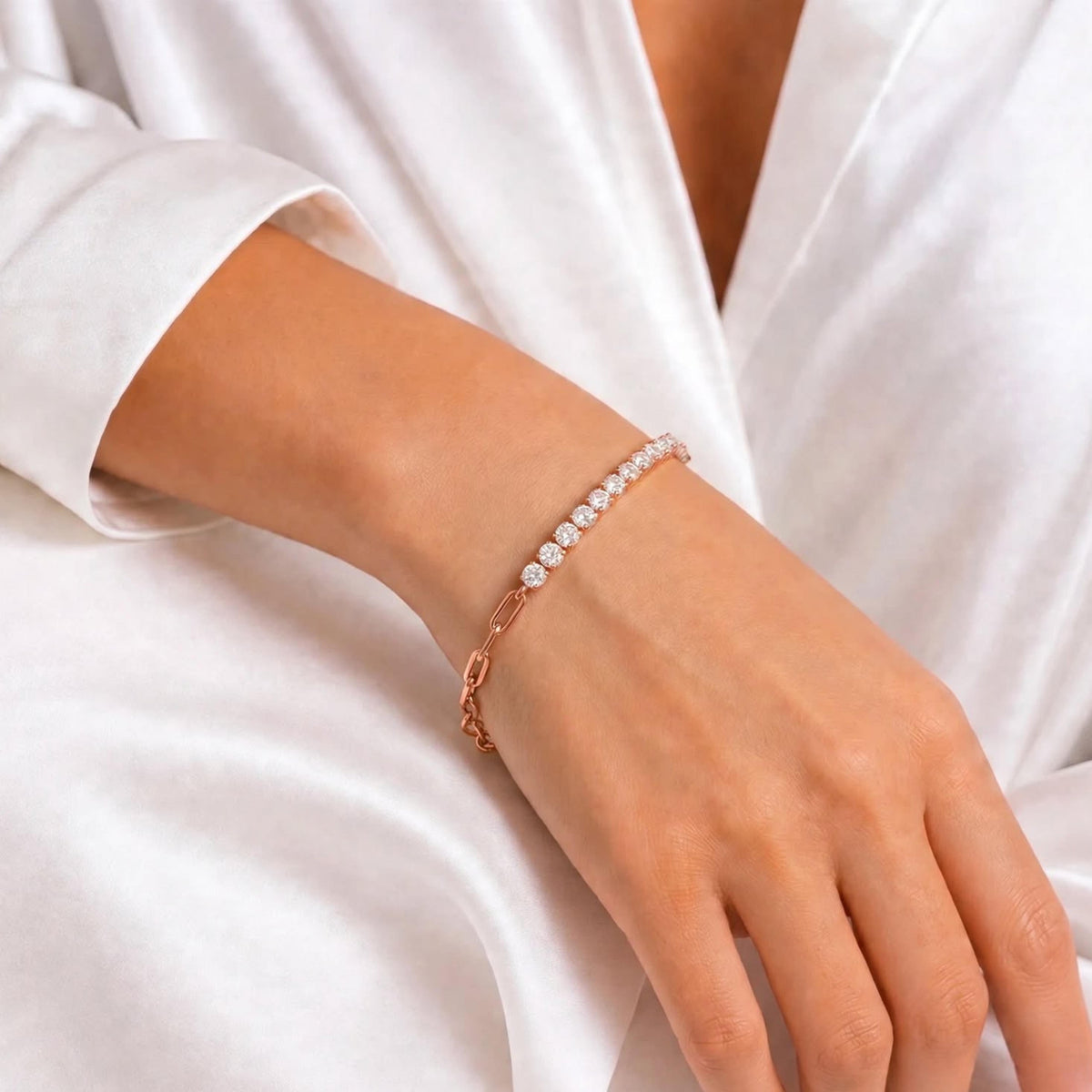 Lab-Grown Diamond Chain Bracelet in 14K White Gold or 14K Yellow Gold