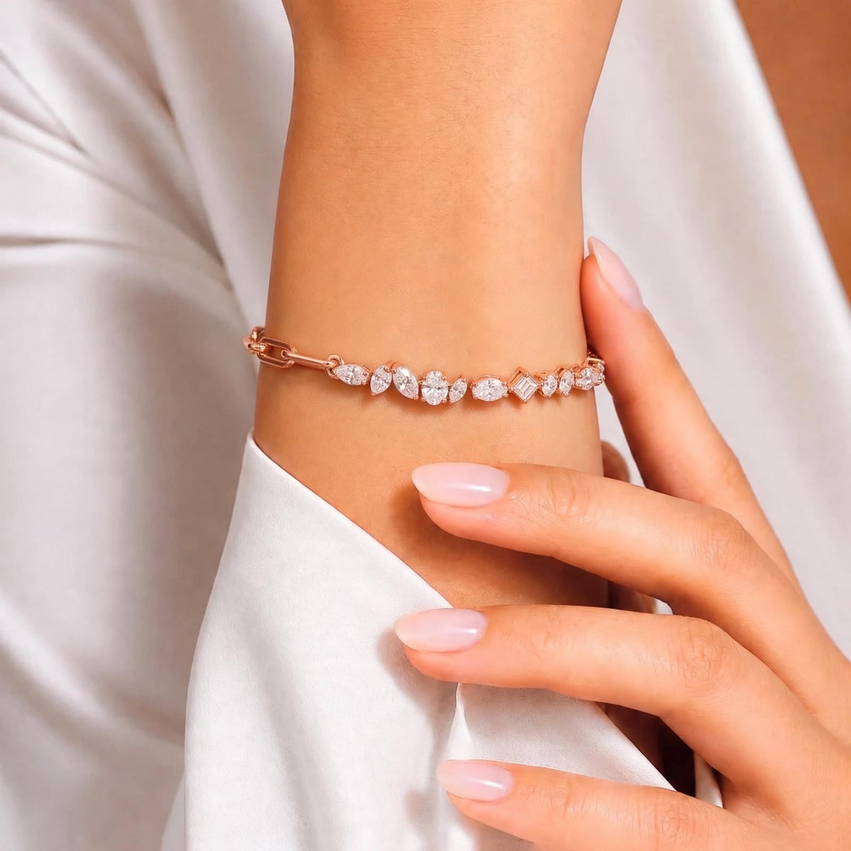 3 ct. T.W. Lab-Grown Diamond Mix Cut Bracelet in 14K White Gold or 14K Yellow Gold