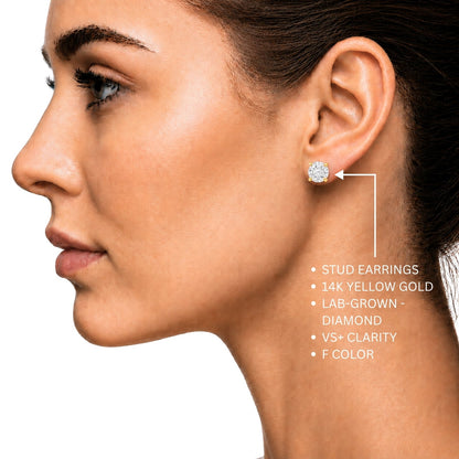 Lab-Grown Diamond Round Stud Earrings in 14K White Gold or 14K Yellow Gold