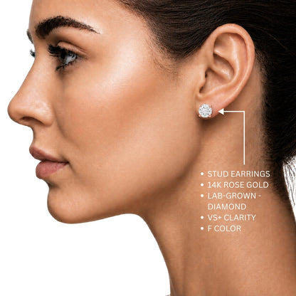 Lab-Grown Diamond Round Stud Earrings in 14K White Gold or 14K Yellow Gold