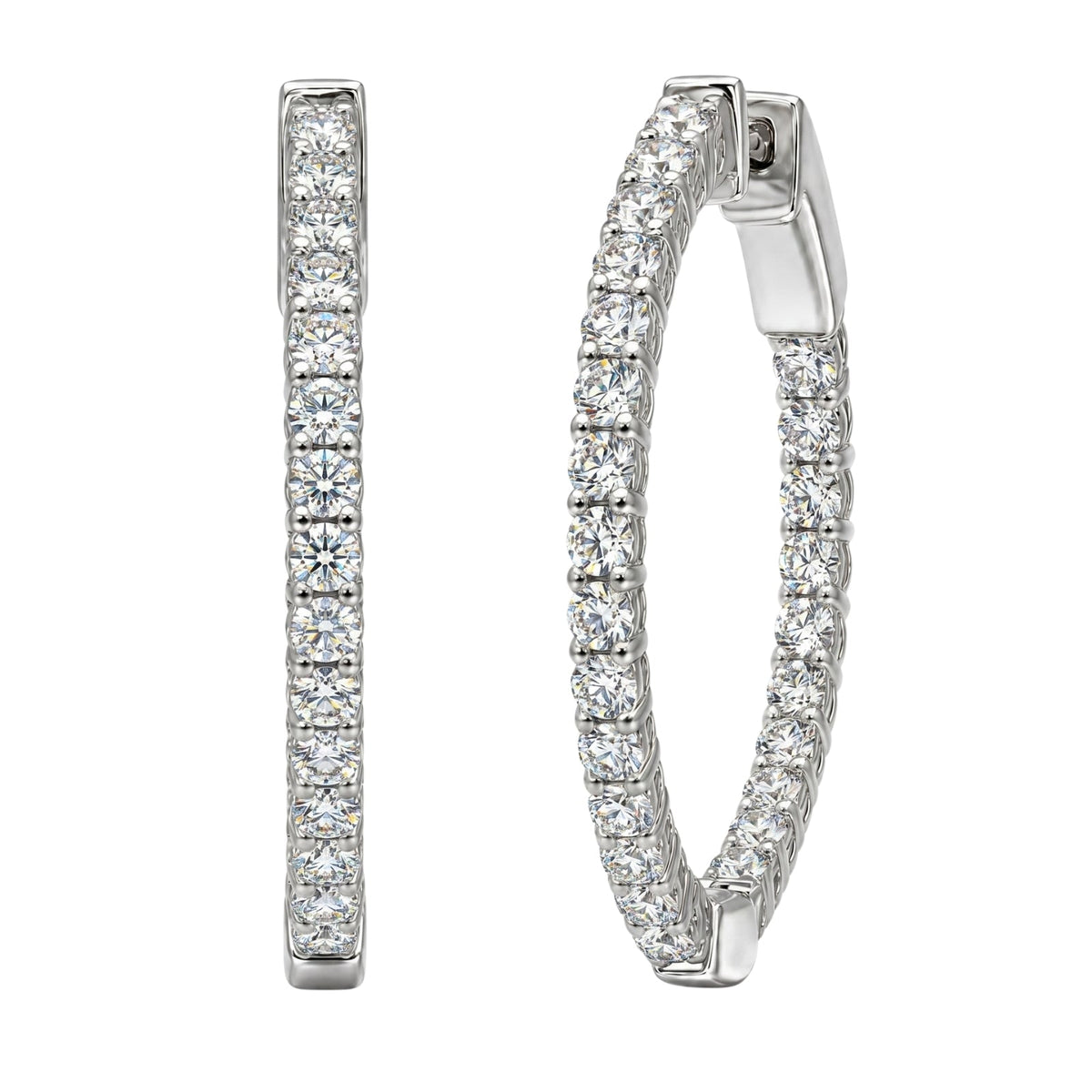 Lab-Grown Diamond Round Hoop Earrings in 14K White Gold or 14K Yellow Gold