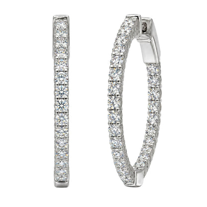 Lab-Grown Diamond Round Hoop Earrings in 14K White Gold or 14K Yellow Gold
