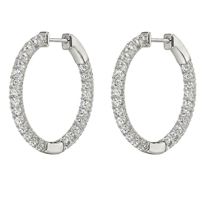 Lab-Grown Diamond Round Hoop Earrings in 14K White Gold or 14K Yellow Gold