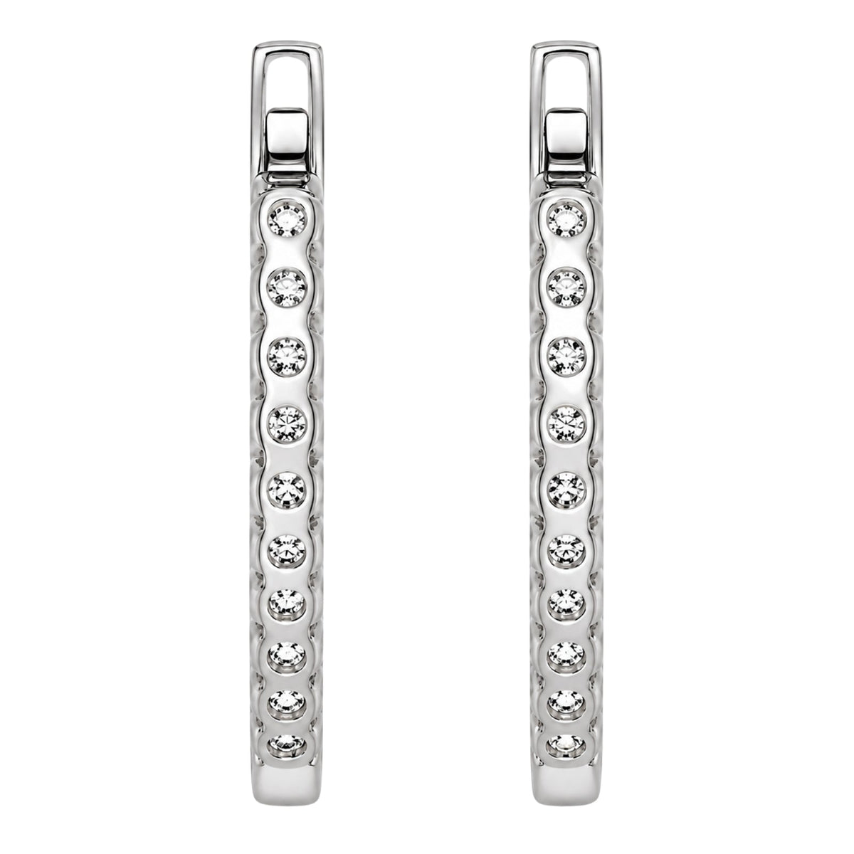 Lab-Grown Diamond Round Hoop Earrings in 14K White Gold or 14K Yellow Gold