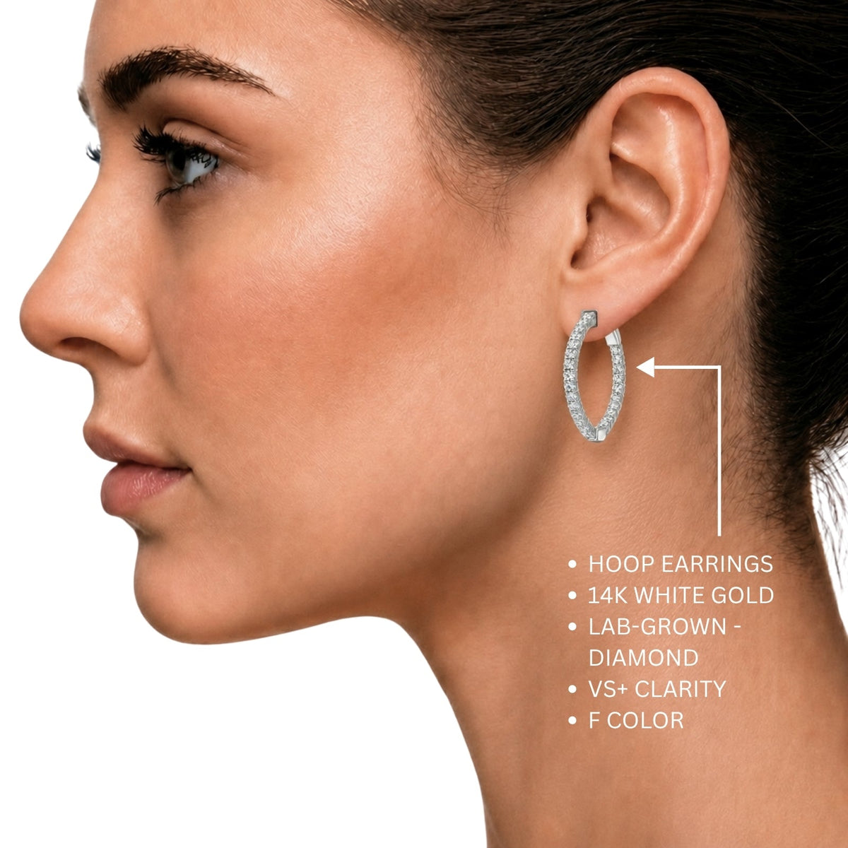 Lab-Grown Diamond Round Hoop Earrings in 14K White Gold or 14K Yellow Gold