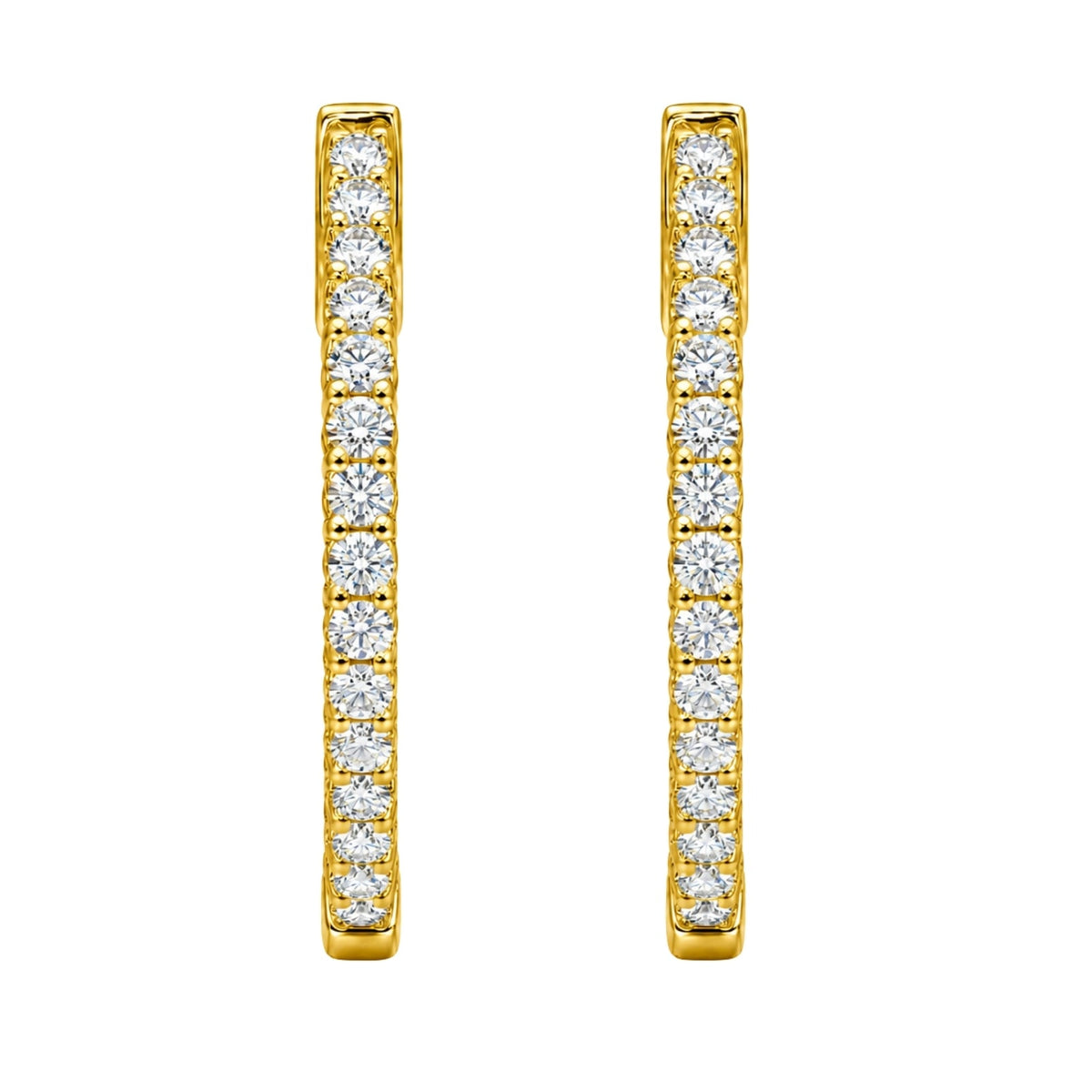 Lab-Grown Diamond Round Hoop Earrings in 14K White Gold or 14K Yellow Gold